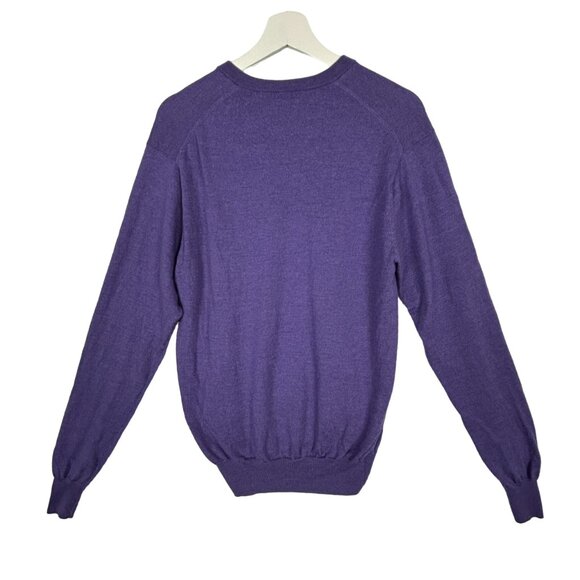 Peter Millar Sweater Men M Extra Fine Italian Merino Wool V-Neck Purple Pullover - Picture 2 of 12